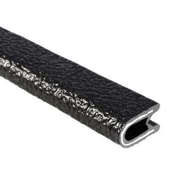 Imagem de TRIM-LOK Acabamento de borda – Serve para borda de 5/81.3 cm, comprimento da perna de 9/40.6 cm, comprimento de 63 cm, preto, textura de seixo – Protetor de borda de PVC flexível para superfícies