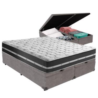Imagem de Cama + Box Com Bau Queen Classic Cinza