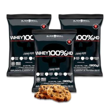 Imagem de Kit 3 Whey 100% Black Skull HD Refil - 900g - Cookies