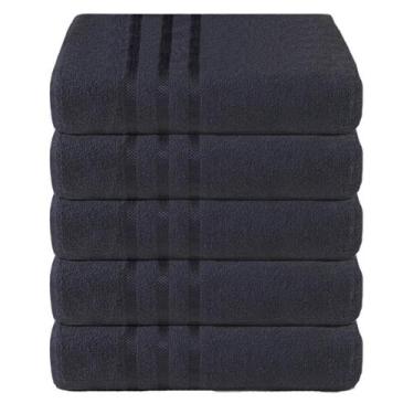 Imagem de Kit 5 Toalhas De Rosto Preto Felpudas Hotel Salão Academia - Dugu