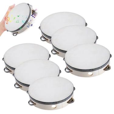 Imagem de Pandeiros Para Adultos - Pandeireta De Mão De Percussão 15 Cm | 6 Peças Instrumento Musical Percussão Educativo Para Recreativo Reuniões Festa Dança Igreja