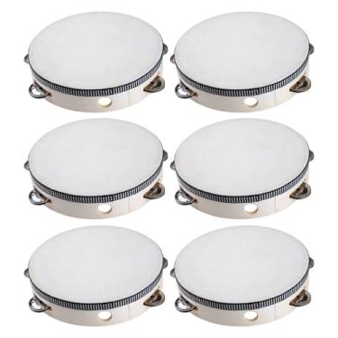 Imagem de Pandeiros Para Adultos | Tamborim de Mão 15 Cm | 6 Peças Instrumento Musical Percussão Educativo Para Recreativo Reuniões Festa Dança Igreja