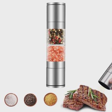 Imagem de Moedor Sal Grosso Pimenta Reino Tempero Condimento Gourmet 2 em 1 Conjunto Mesa Utensílio Cozinha Dosador Pimenteiro