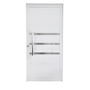 Imagem de Porta Lambril 210x100 c/Puxador e Friso L/Esq. - Alumínio Branco - Linha 25