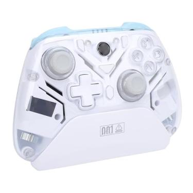 Imagem de Yunir Controle interativo de jogos de tela, controle de jogo com efeito Hall para PC, Switch, iOS, Android, joystick de gamepad, sensor de movimento, luz RGB, Bluetooth e conexão 2,4 G (branco)
