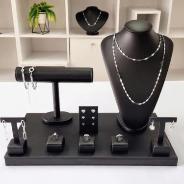 Imagem de Kit Expositor para Joias em material sintético Preto Alto (9 Peças) - 