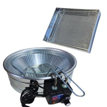 Imagem de Kit Fritadeira Elétrica Industrial Tacho Redondo Inox 7 Litros com Escorredor M(220)
