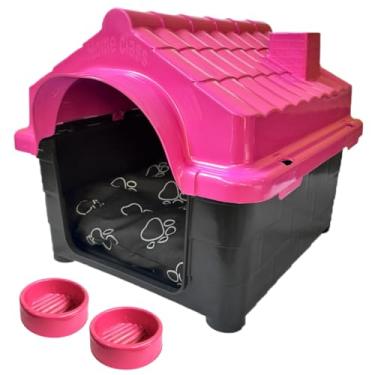 Imagem de Casinha De N4 + Comedouro Bebedouro 2 Em 1 Caminha Para Cachorro(Rosa)