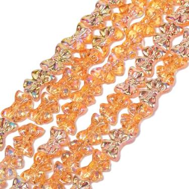 Imagem de Songxi 60 peças de laço laranja - 2 contas de vidro semi-banhadas para fabricação de joias, contas de cristal feitas à mão de 10 × 14 mm para pulseira, colar, chaveiro, contas espaçadoras soltas para