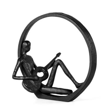 Imagem de Xruibrave Estátua de decoração de música, estatueta de guitarra, escultura de músico, decoração de casa para prateleiras, presente para músicos