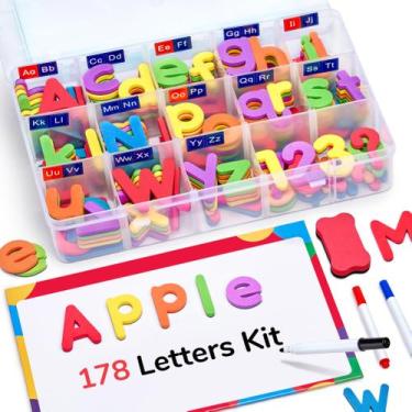 Imagem de Kit de letras do alfabeto magnético Gamenote Classroom 178 unidades