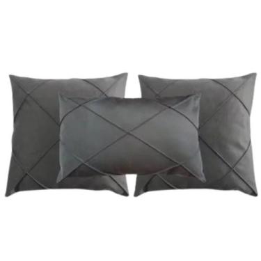 Imagem de Kit 2 Capa Almofada Suede Drapeada 45x45 + 1 Capa Baguete - Enxovais A