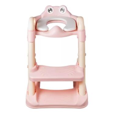 Imagem de Assento Redutor De Sapinho Infantil Com Escadinha Para Criança Ajustável E Fácil De Recolher Para Vaso Sanitário E Banheiro