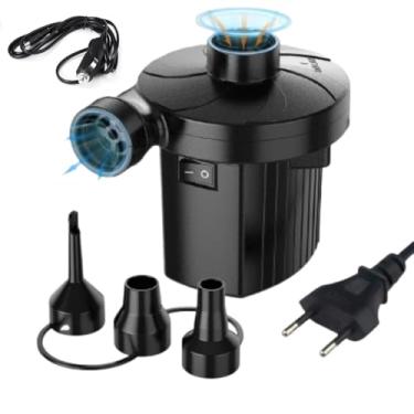 Imagem de Bomba de Ar Elétrica Portátil com 3 Bocais 50W - Inflador e Desinflador de Colchão, Piscina, Boia e Brinquedos Infláveis – Com Adaptador Universal e Adaptador 12V para Carro - Shop100