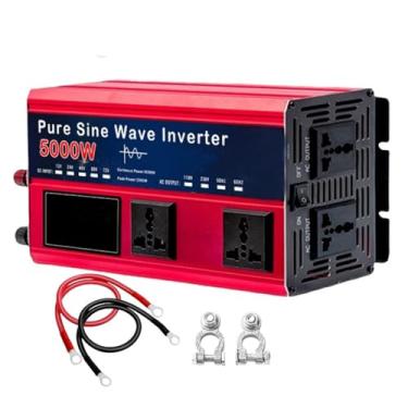 Imagem de Pico 5000w Charger de ondas senoidal puro, 12V 24V 48V 60V 72V DC a 110/20V Inverter de baixa frequência de fase dividida, com tela LCD, 4 soquetes achados,24V TO 110V