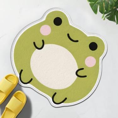 Imagem de TRYYN Tapete de banho adorável de sapo, tapete antiderrapante com design de animal fofo, tapetes macios e absorventes, capachos para decoração de meninas, meninos, banheiro, quarto, banheira, presente