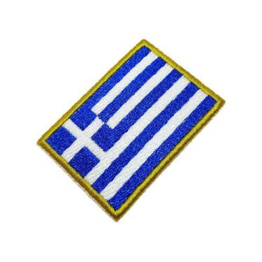 Imagem de Bandeira país Grécia Patch Bordada, passar a ferro costura - BR44