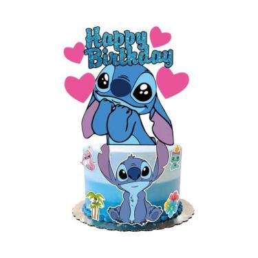 Imagem de Topo De Bolo De Aniversário Stitch Para Crianças, Decoração Para Festa