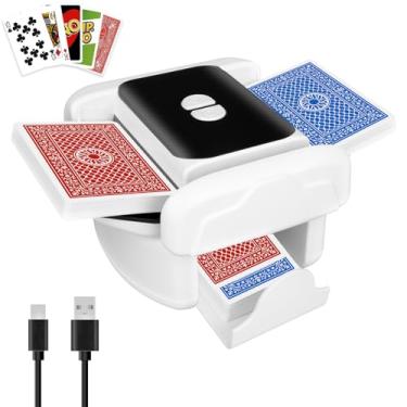 Imagem de aquota Baralhador de cartas - Baralhador automático portátil de baixo ruído recarregável para 1 a 2 baralhos compatível com UNO, Poker, Blackjack, Skip-Bo, Fase 10