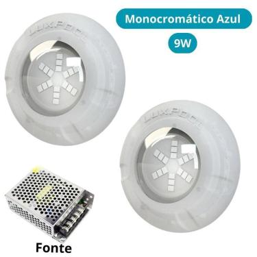 Imagem de Kit Iluminação Azul Piscina 32M 2 Leds Com Fonte Luxpool