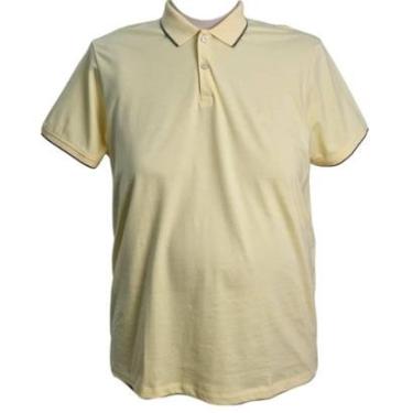 Imagem de Camiseta Polo Masculina Cratus Plus Size Amarela 100% Algodão-Masculino