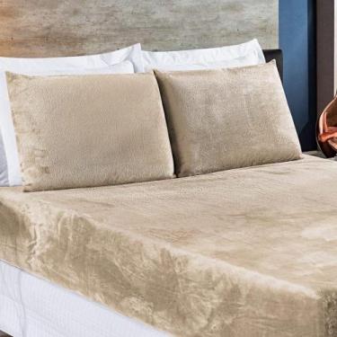 Imagem de Jogo De Cama Queen Biasoft Manta Flannel 3 Peças - Cáqui. - BIA ENXOVA