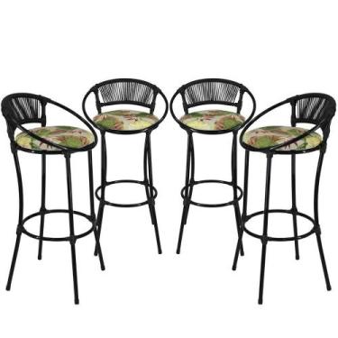 Imagem de 4 Banquetas Havaí Florido Preto - PANERO