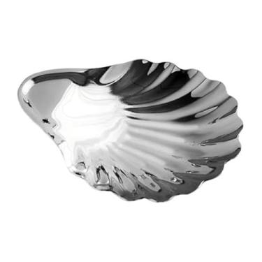 Imagem de Bothyi Prato de lanche em formato de concha, bandeja de servir, suprimentos multifuncionais reutilizáveis, prato de aço inoxidável, de sobremesa, para bolo,