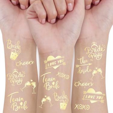 Imagem de Cheers Tatuagens temporárias de despedida de solteira para mulheres, homens e adultos, mais de 80 peças, estilo folha dourada, decoração de despedida de solteira, lembrancinha de dama de honra