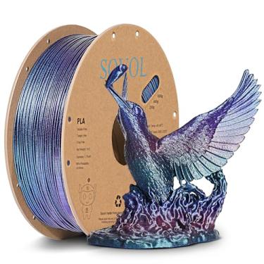 Imagem de Sovol Filamento de impressora 3D Glitter Rainbow Silk PLA Filamento Multicolorido PLA 1,75 mm 1kg (2,2 lbs) Carretel Materiais de impressão 3D, precisão dimensional +/- 0,03 mm