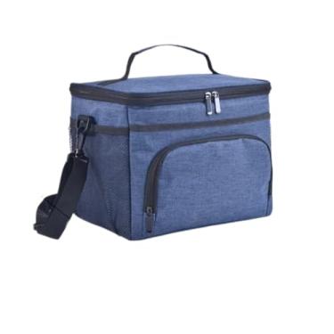 Imagem de Bolsa Térmica Grande para Almoço, 29 x 22 x 23 cm, Azul Marinho, com Compartimentos Múltiplos e Alça Ajustável