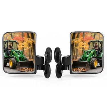Imagem de Espelhos laterais de trator universais HKTE – Suporte magnético e braçadeira resistente, espelhos retrovisores de grande angular ajustáveis para tratores, escavadeiras, empilhadeiras, UTVs, caminhões