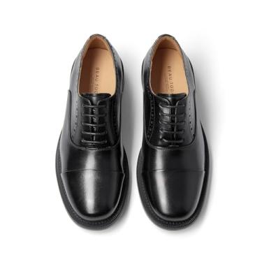 Imagem de BEAU TODAY Sapato social feminino Oxfords, Oxfords de couro com cadarço para mulheres, confortável formal bico casual antiderrapante escritório dirigir Oxfords sapatos, Preto - 2, 40