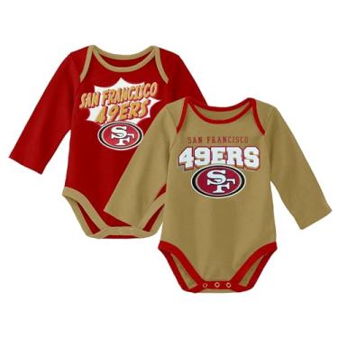 Imagem de Conjunto de macaquinho de algodão para recém-nascidos oficialmente licenciado pela NFL 0-18 m, Sunday Star, pacote com 2 unidades, San Francisco 49ers, 3-6 meses