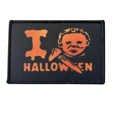 Imagem de Patch de moral engraçado I Love Halloween - Patch tático assustador de filme de terror para equipamentos militares, mochilas, bonés de beisebol de operador, porta-pratos e coletes - adesivos de moral