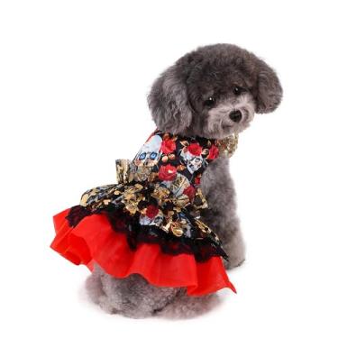 Imagem de Roupa de fantasia de Halloween para cães pequenos, médios, tamanhos PP, P, M, G, GG, festa de cachorro, férias, vestido de renda com babados