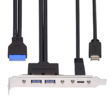 Imagem de xiwai Placa mãe de 10 Gbps 19/20 pinos USB3.0 e tipo-E para USB-C Tipo-C e USB 3.0 portas duplas fêmea PCI-E painel traseiro 5 Gbps cabo 50 cm