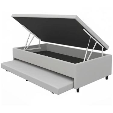 Imagem de Base Box Baú Solteiro com Auxiliar Suede 43x188x88 Alto Nivel Cor Cinza