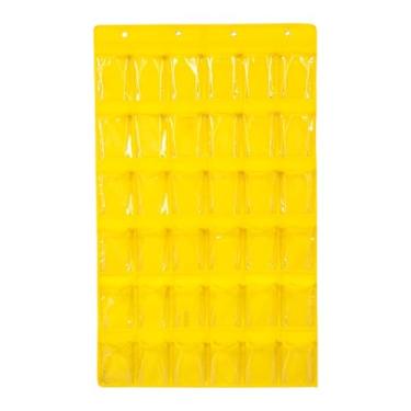 Imagem de SiaBiced Quadro de bolso para sala de aula, organizador suspenso para celulares, organizador de bolso multiuso para armário doméstico e dormitório, Amarelo