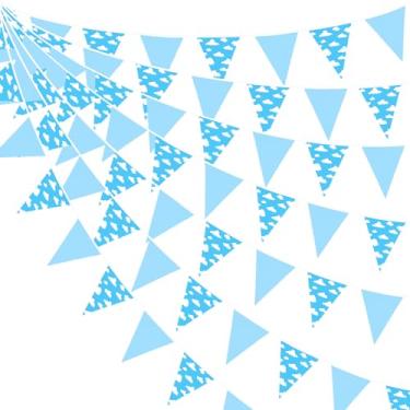 Imagem de Decorações de festa nuvens de 9,5 m, céu azul, nuvens brancas, faixa de tecido, bandeira, bandeira, guirlanda, flâmulas para crianças, desenho animado, história, aniversário, chá de bebê, tema de