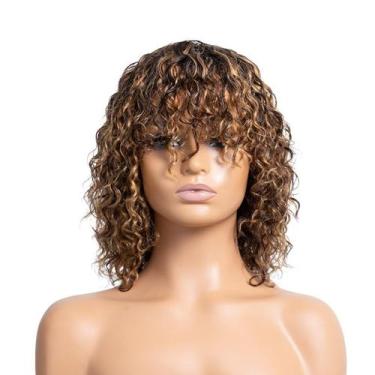 Imagem de Peruca OnePart Water Wave Short 30cm com franja de cabelo brasileiro