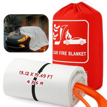 Imagem de Saysurey Cobertor de emergência para extintor de fibra de vidro de veículo de carro grande equipamento de segurança de sobrevivência de supressão de incêndio para automóveis, motocicletas, armazéns