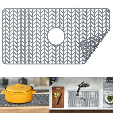 Imagem de Protetores de pia para pia de cozinha 30,5 cm, 33 cm, 40,6 cm, 45,7 cm, 48,3 cm, 61 cm, 66 cm, 71 cm, 73,7 cm, 76,2 cm, tapete de silicone para pia de cozinha para parte inferior da fazenda (76 x 40,6