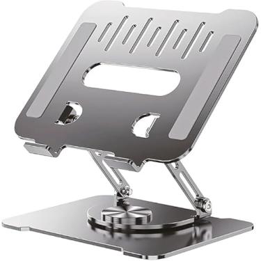 Imagem de Suporte para Notebook Alumínio Ajustável Base Giratória 360º Apoio Dobrável Laptop até 17 Polegadas Resistente Estável Ergonômico Articulado Portátil de Mesa em Metal