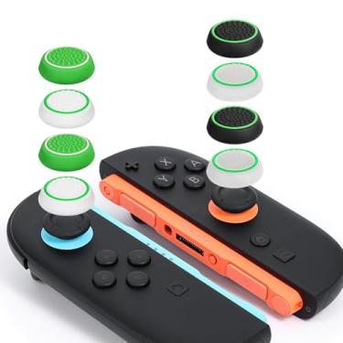 Imagem de DLseego 8 Pegas de polegar projetadas para Nintendo Switch 2 (2025), silicone macio Joycon controle analógico capa protetora antiderrapante botão Joy Con Joystick Caps Covers, círculo - verde