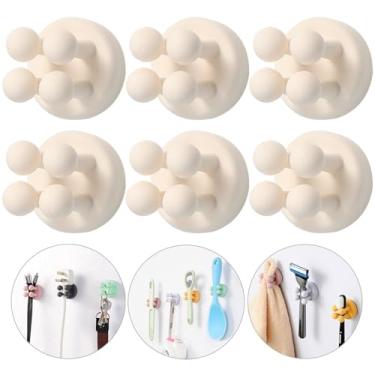 Imagem de Suporte de escova de dentes iBetterLife montado na parede - 6 peças de suporte de lâmina de silicone para chuveiro, gancho utilitário fofo para pendurar toalha de chave, cabo para cozinha, banheiro