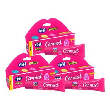 Imagem de Kit 3 Unidades Hidratante Labial Carmed Fini Beijos com Cor Efeito Glo