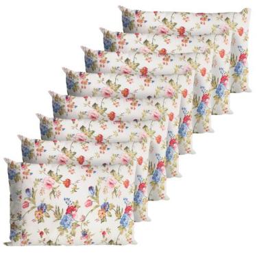 Imagem de 8 Fronhas Avulsas Percal 200 Fios Algodão Ponto Palito Floral - Casa H