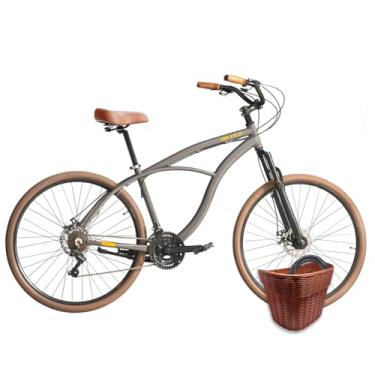 Imagem de Bicicleta BLITZ Aro 29 Terral Beach Cruiser Alumínio SH 21v Freio á Disco + Cestinha e cadeado (Cinza, 18)