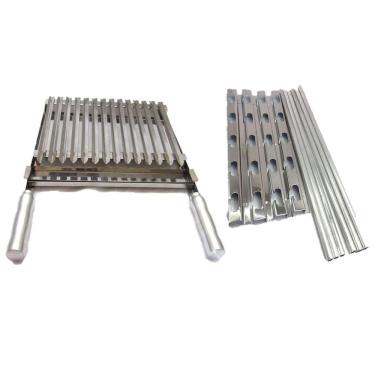 Imagem de Grelha Argentina Inox 60Cm E Suportes Churrasqueira Até 90Cm